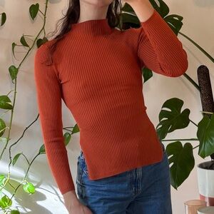 Aritzia Babaton | Orange | Mock Neck Backless Long-sleeve Top | sz Small
